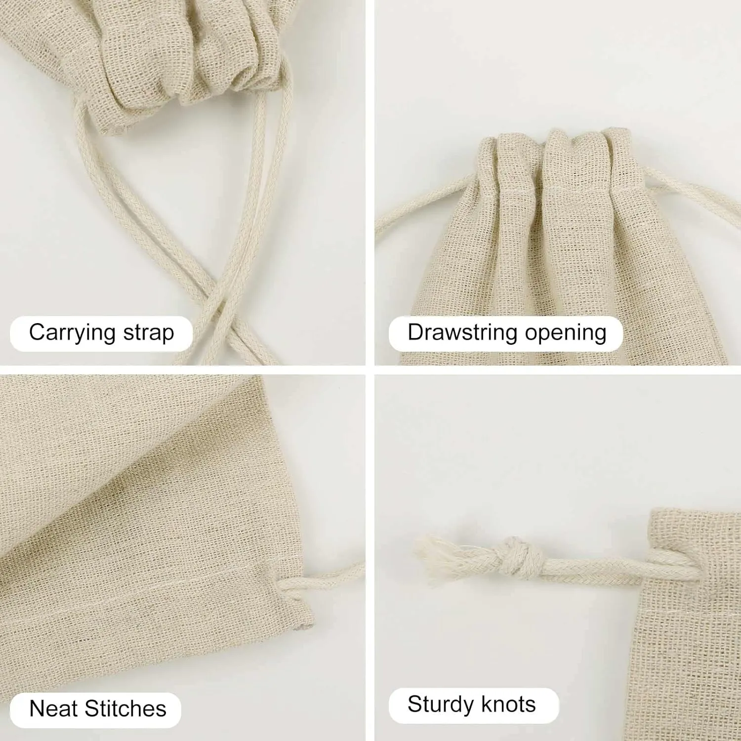 RTFGHJS 8 Pieces Drawstring Bags A Curious Cat Burlap Pouch Bag Linen Gift Pocket Jewelry Pouch for DIY Craft Party