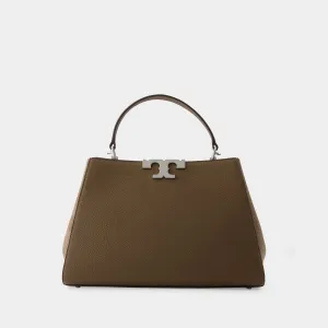 Sac à Bandoulière Eleanor Satchel - Tory Burch - Cuir - Gris
