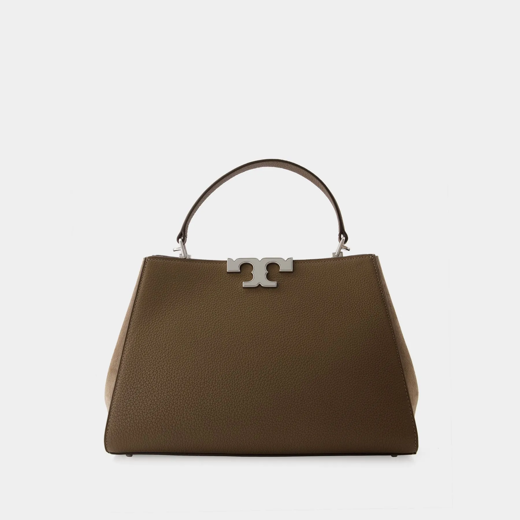 Sac à Bandoulière Eleanor Satchel - Tory Burch - Cuir - Gris