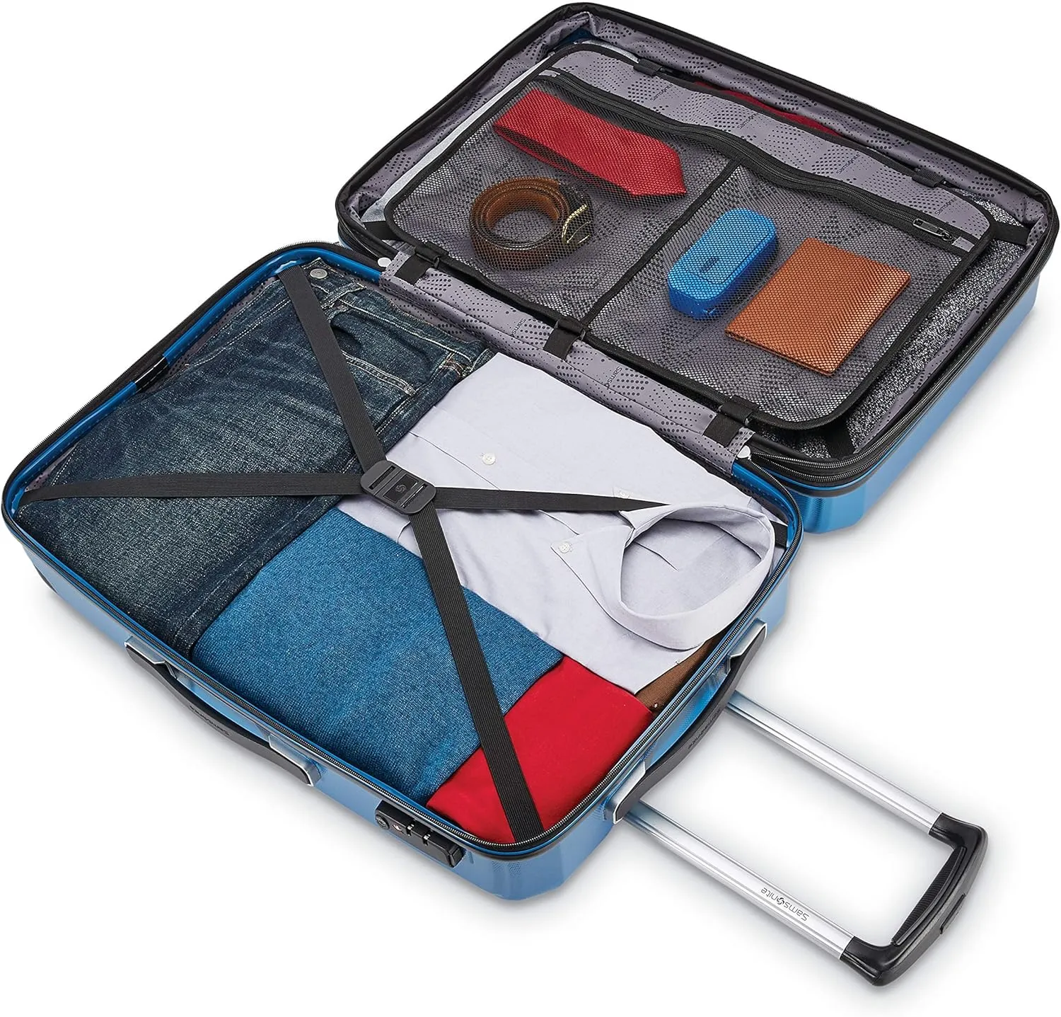 Samsonite Winfield 3 DLX Hardside Expandable Luggage with Spinners, Blue/Navy, 3-Piece Set (20/25/28)