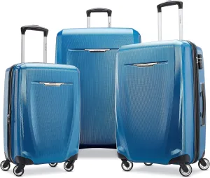 Samsonite Winfield 3 DLX Hardside Expandable Luggage with Spinners, Blue/Navy, 3-Piece Set (20/25/28)