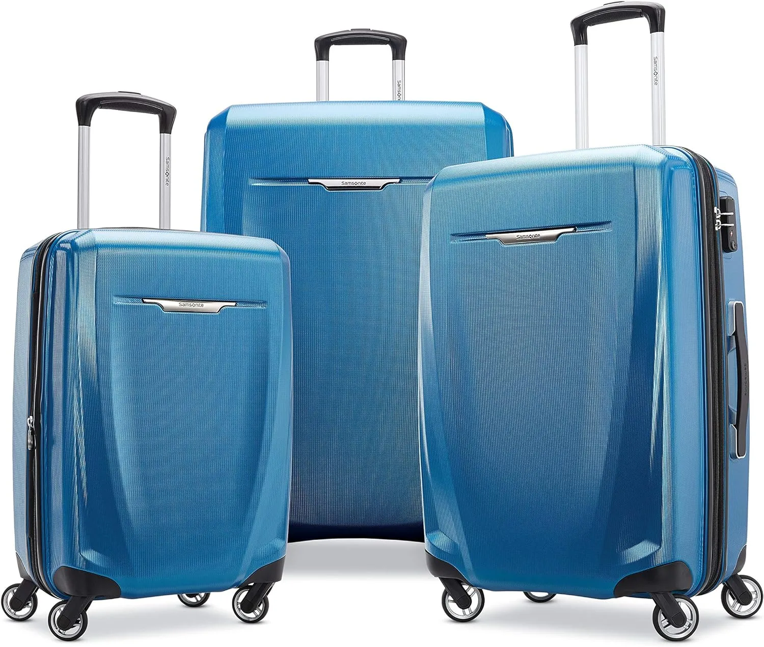 Samsonite Winfield 3 DLX Hardside Expandable Luggage with Spinners, Blue/Navy, 3-Piece Set (20/25/28)
