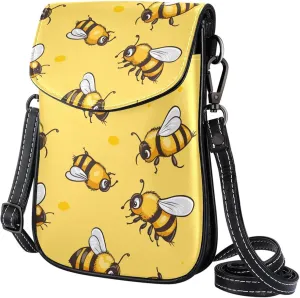 Satchel Bag Cute Bee Patterns Purse Crossbody Leather Messenger Bag For Women