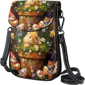 Satchel Bag Happy Easter Bunny Eggs Purse Crossbody Leather Messenger Bag For Women
