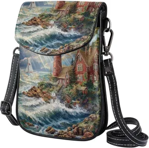 Satchel Bag Lighthouse Coast Landscape Purse Crossbody Leather Messenger Bag For Women