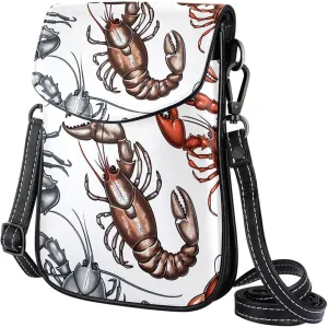 Satchel Bag Lobster Shrimpscrab Seafood Purse Crossbody Leather Messenger Bag For Women