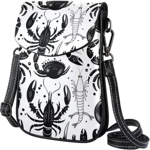 Satchel Bag Shrinks Crabs Pattern Purse Crossbody Leather Messenger Bag For Women