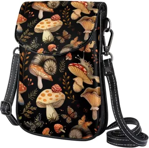 Satchel Bag Snails Mushroom Patterns Purse Crossbody Leather Messenger Bag For Women
