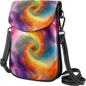 Satchel Bag Swirl Rainbow Tie Dye Print Purse Crossbody Leather Messenger Bag For Women