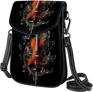 Satchel Bag Violin Music Notes Purse Crossbody Leather Messenger Bag For Women