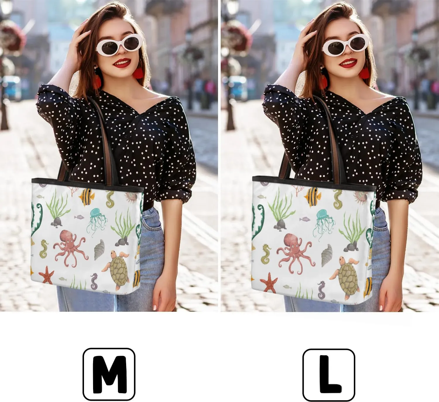 Seabed Animals Fish Octopus Tote Bag for Women Womens Handbags Tote Bags for Travel Beach Gym