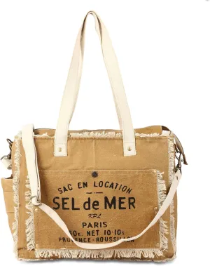 SEL de MER Upcycled Large Canvas Crossbody/shoulder Bag for women with removable shoulder strap tote boho handbag by KPL