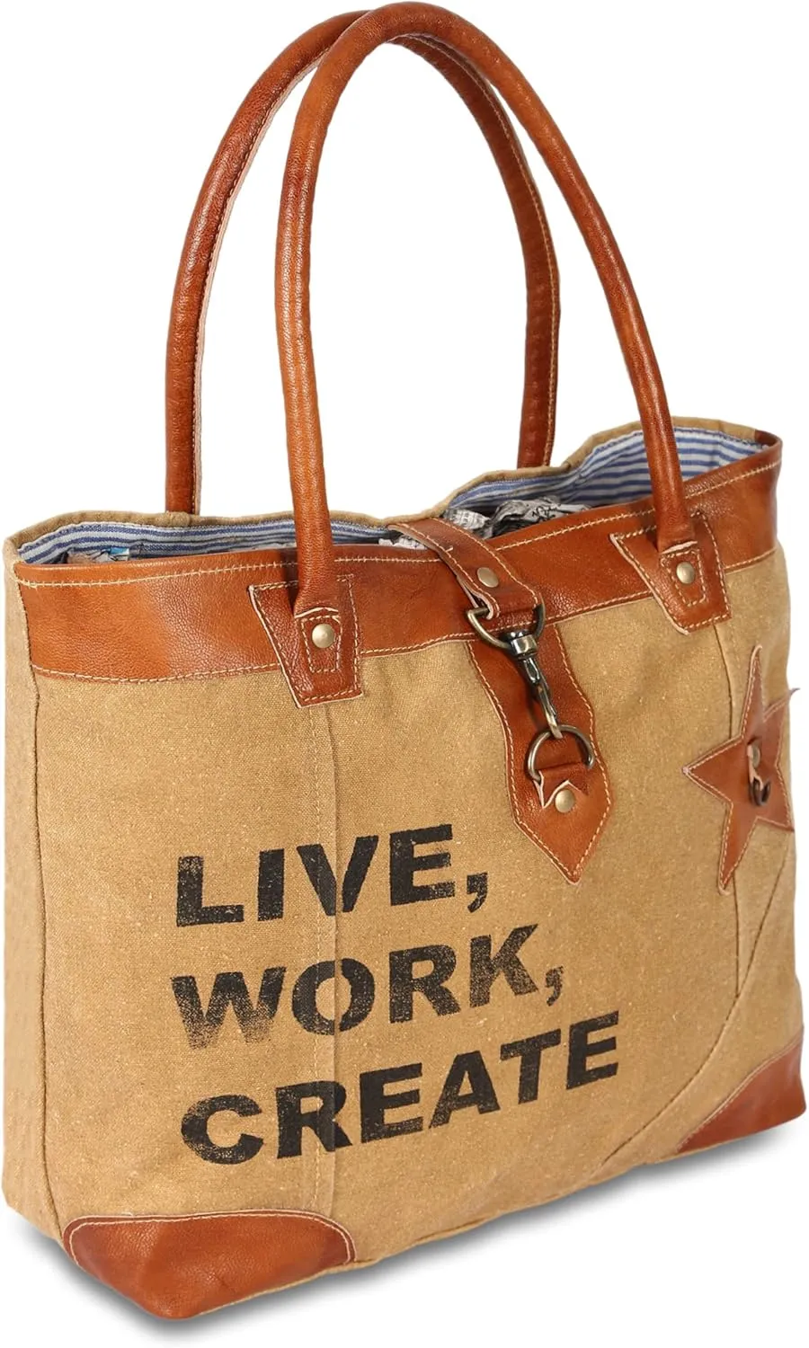SEL de MER Upcycled Large Canvas shoulder Bag for women canvas tote boho handbag by KPL