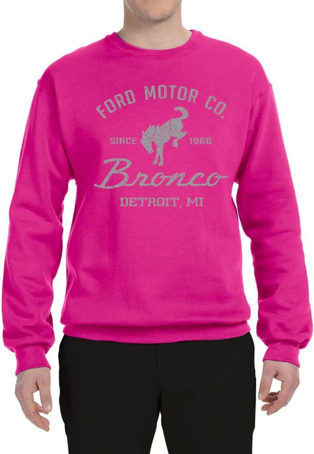 Shark & Hammer Ford Motor Co Detroit Michigan, Classic Bronco 1966 Cars and Trucks Crewneck Sweatshirt