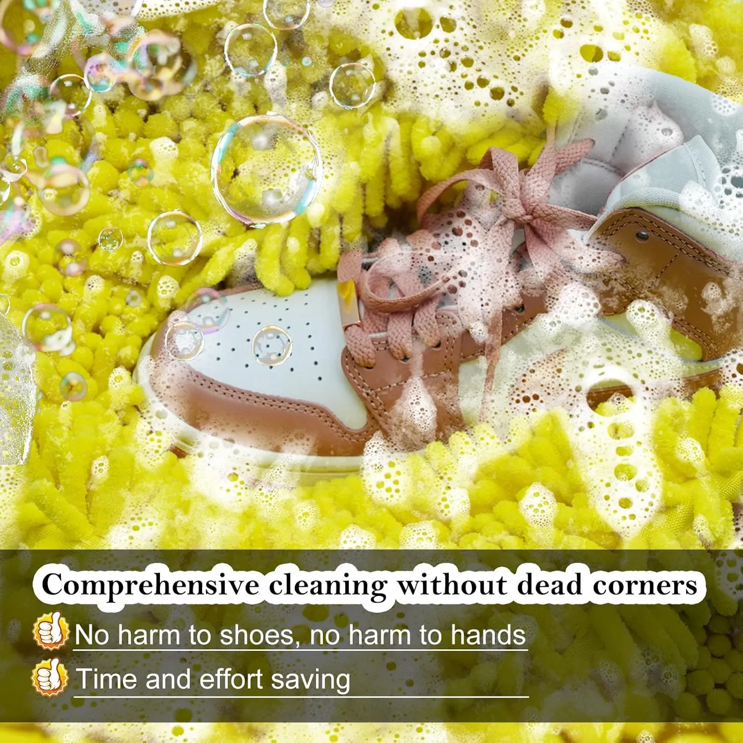 Shoe washing machine bag, laundry shoe bag for washer and dryer, Reusable Zipper Plush Sneakers Washing Machine Bag for Shoes, Gym,Tennis Shoes, Delicate Yellow 1 pc