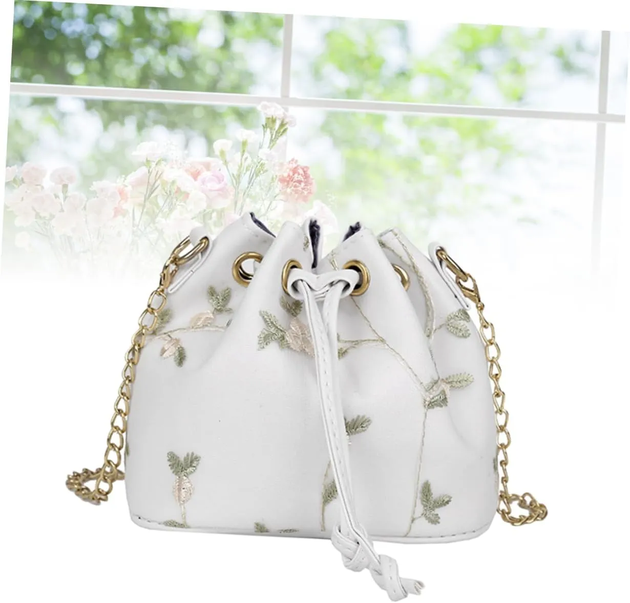 Shoulder Bucket Bag Women Bucket Bag Flower Bucket White Miss Fashion