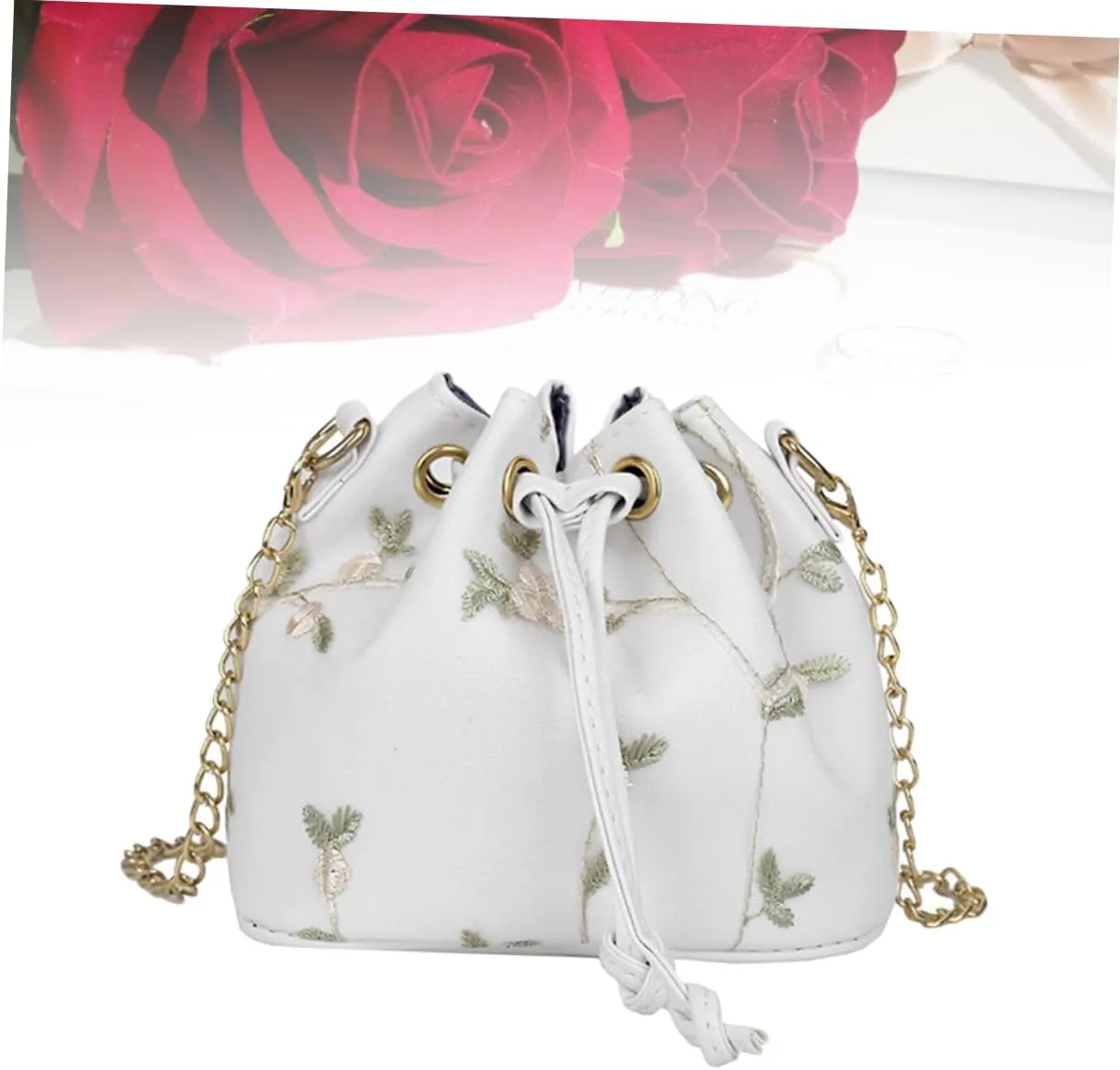 Shoulder Bucket Bag Women Bucket Bag Flower Bucket White Miss Fashion