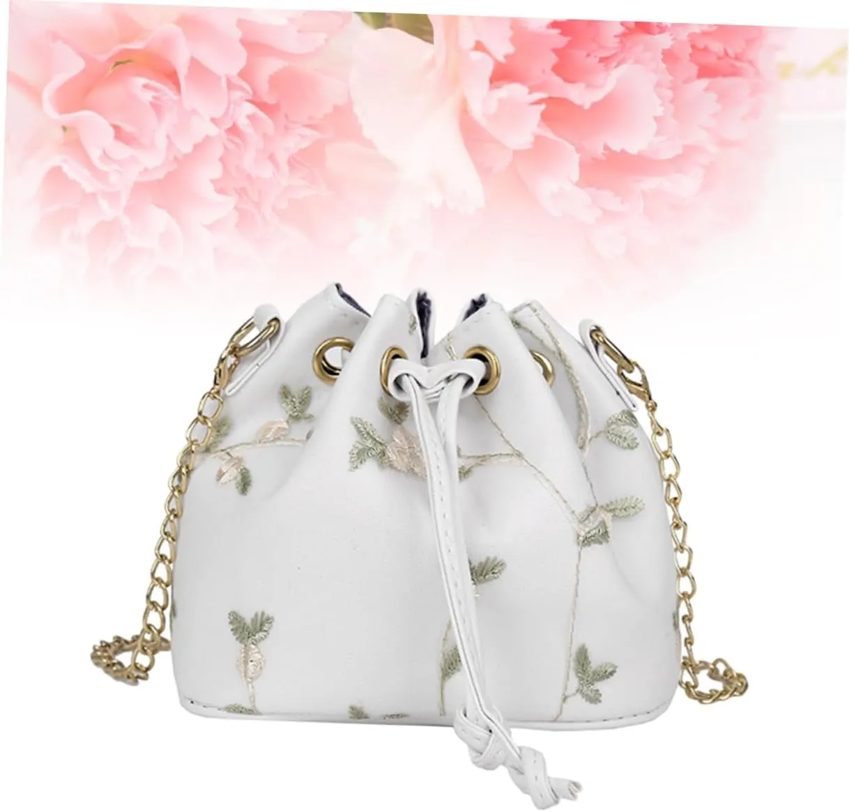 Shoulder Bucket Bag Women Bucket Bag Flower Bucket White Miss Fashion