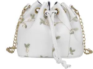 Shoulder Bucket Bag Women Bucket Bag Flower Bucket White Miss Fashion