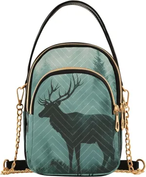 Shoulder Handbag Moose Mystery Forest Print Crossbody Purse for Women Stylish Ladies Shoulder Bag Top Handle Satchel