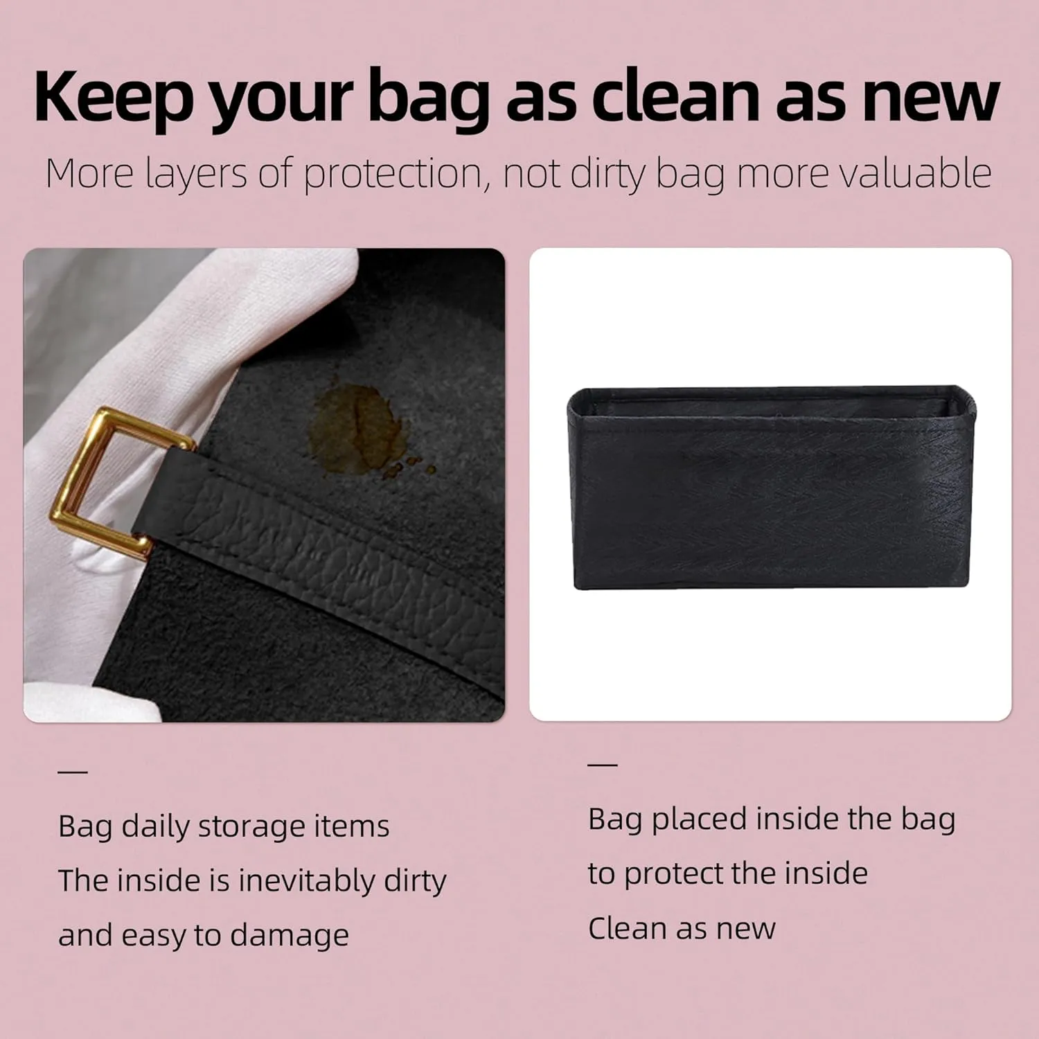 Silk Purse Organizer Insert for Kelly Bags, Lightweight Kelly Pochette Bag Insert Liner, Luxury Handbag Tote Shaper, Large Capacity Inner Bag (Kelly Pochette,Black)