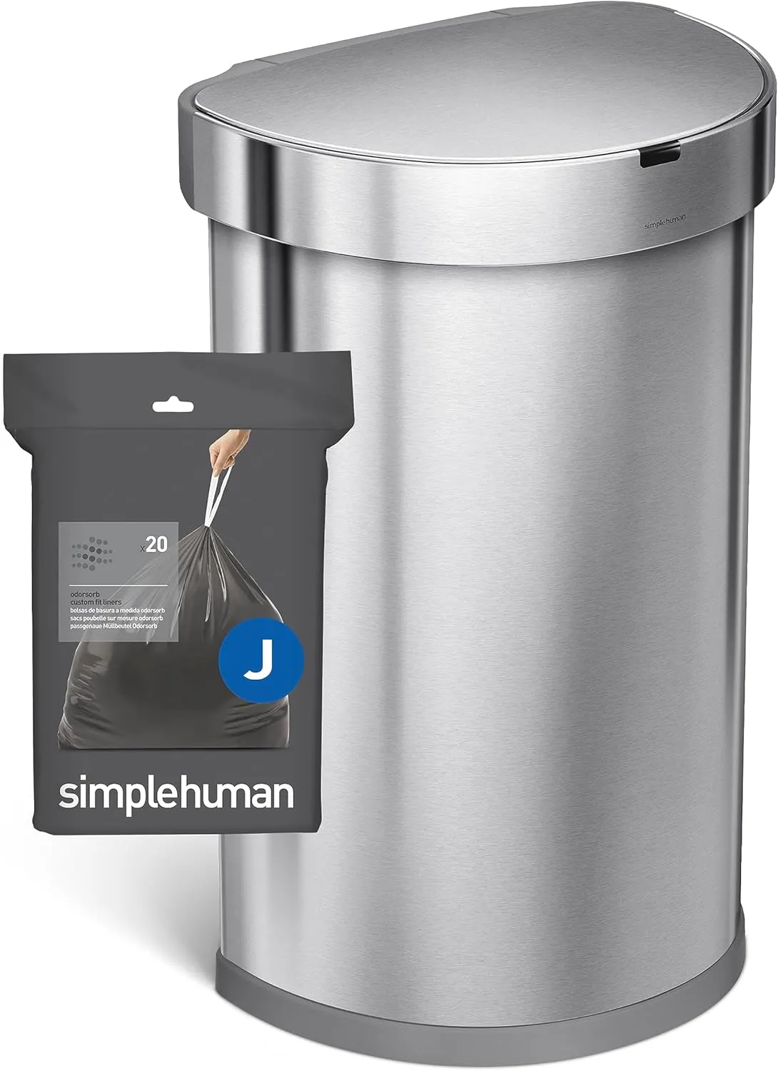 simplehuman Code J 40 Count, Genuine Odorsorb Custom Fit Liners, Drawstring Odor Absorbing Trash Bags in Dispenser Packs, 30-45 Liter / 8-12 Gallon