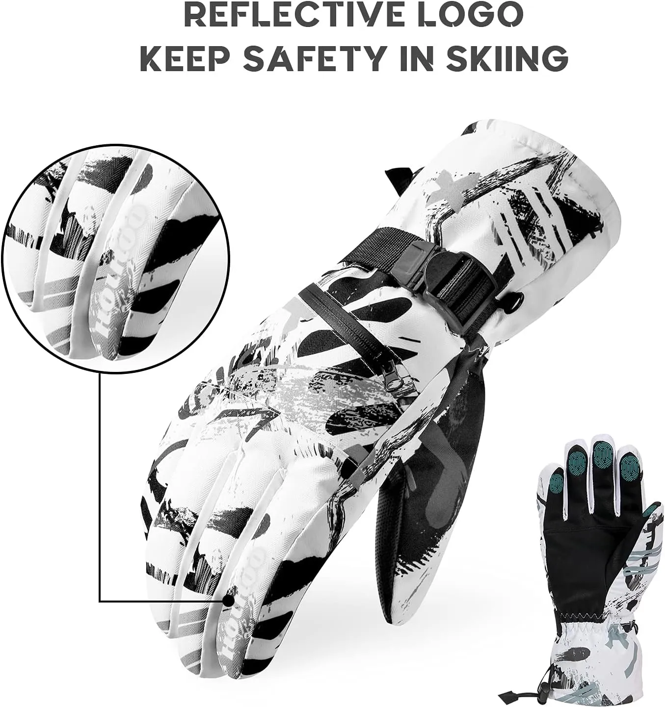 Ski Gloves - Waterproof Winter Snowboarding Gloves for Men & Women, Touchscreen Compatible, Warm Below -30F