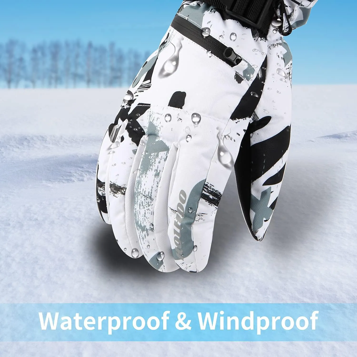 Ski Gloves - Waterproof Winter Snowboarding Gloves for Men & Women, Touchscreen Compatible, Warm Below -30F