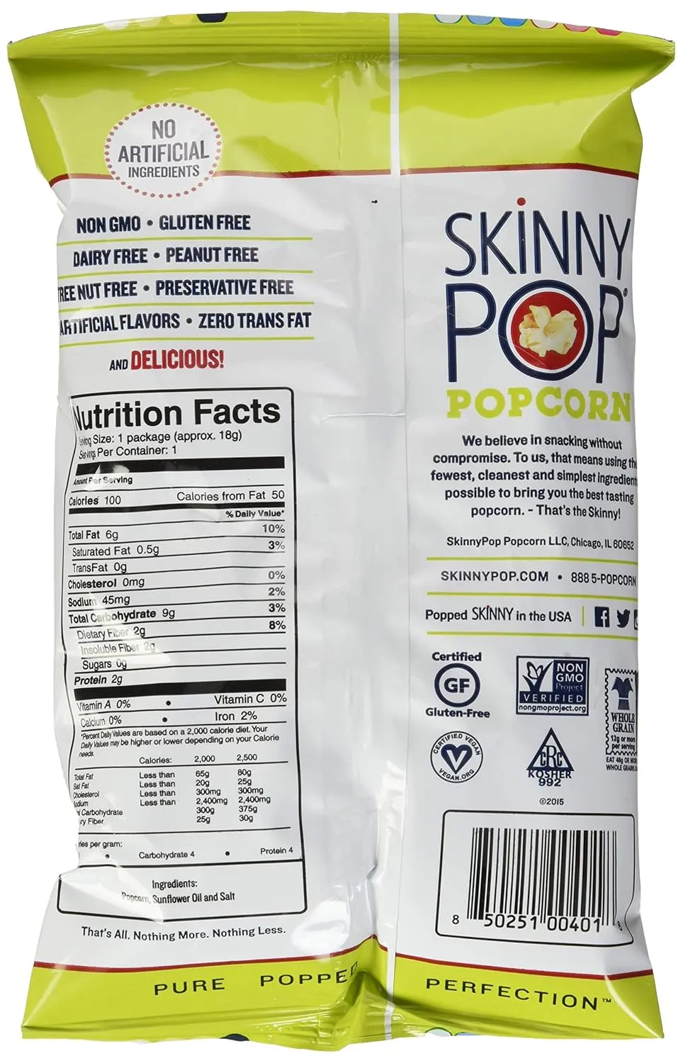 Skinny Pop Popcorn Snack Bags, 24 Count, 15.6 Ounce