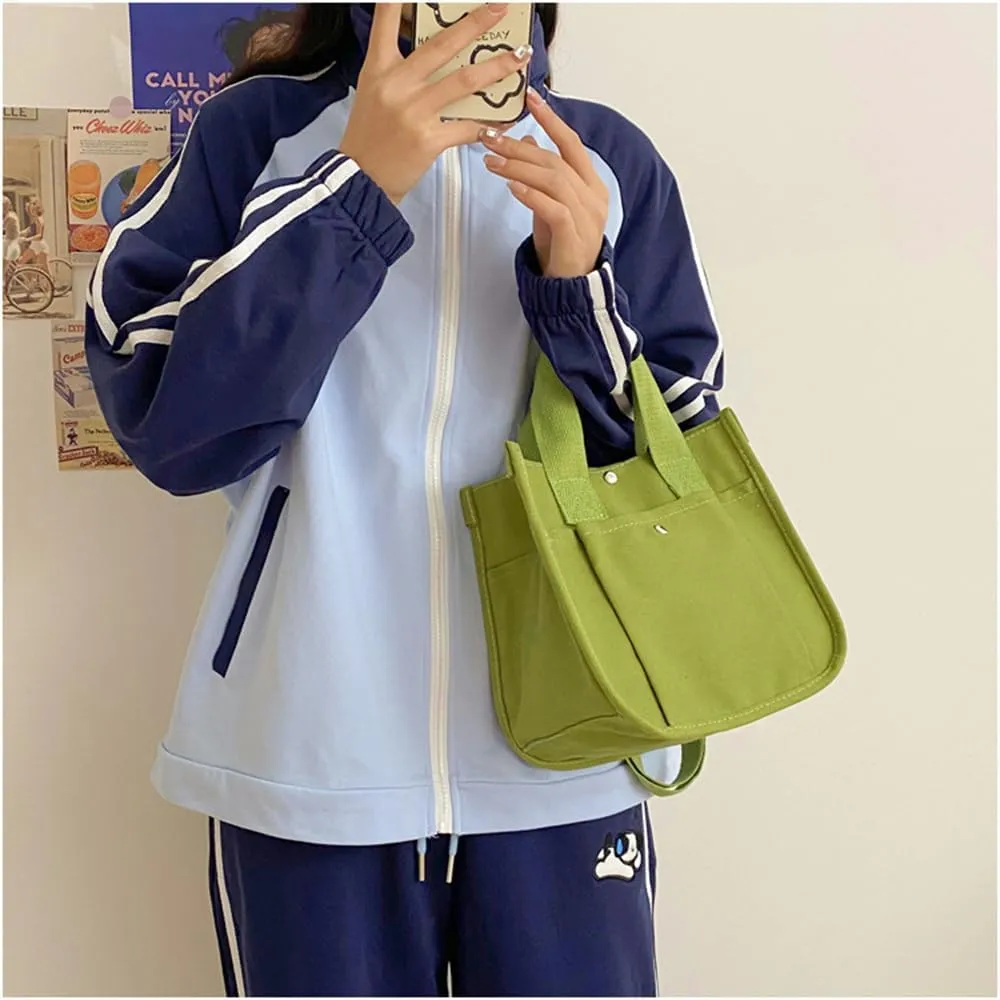 Small Canvas Tote Bag with Strap for Women Casual Satchel Handbag Hobo Crossbody Shoulder Purse for Work Travel