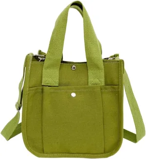 Small Canvas Tote Bag with Strap for Women Casual Satchel Handbag Hobo Crossbody Shoulder Purse for Work Travel