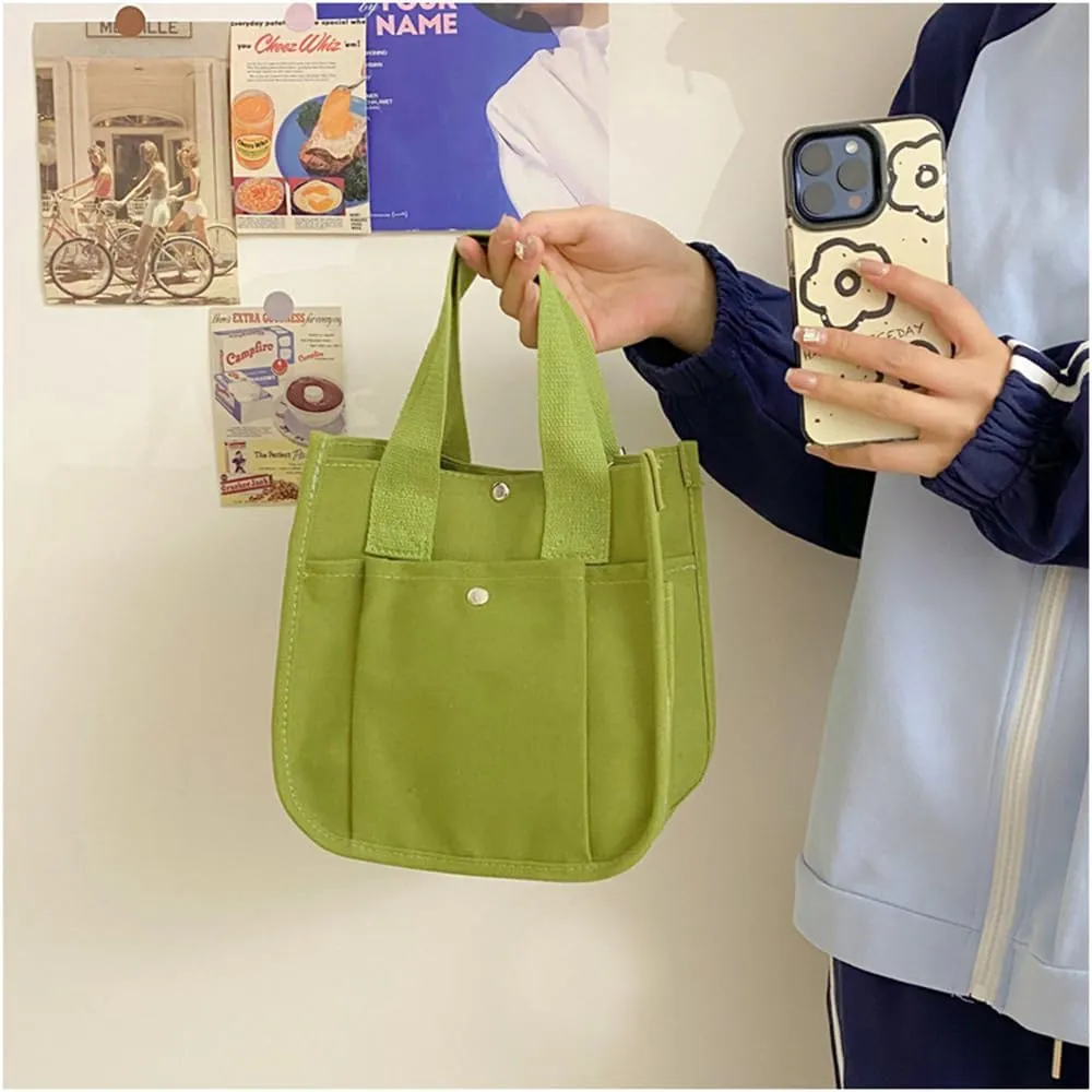 Small Canvas Tote Bag with Strap for Women Casual Satchel Handbag Hobo Crossbody Shoulder Purse for Work Travel