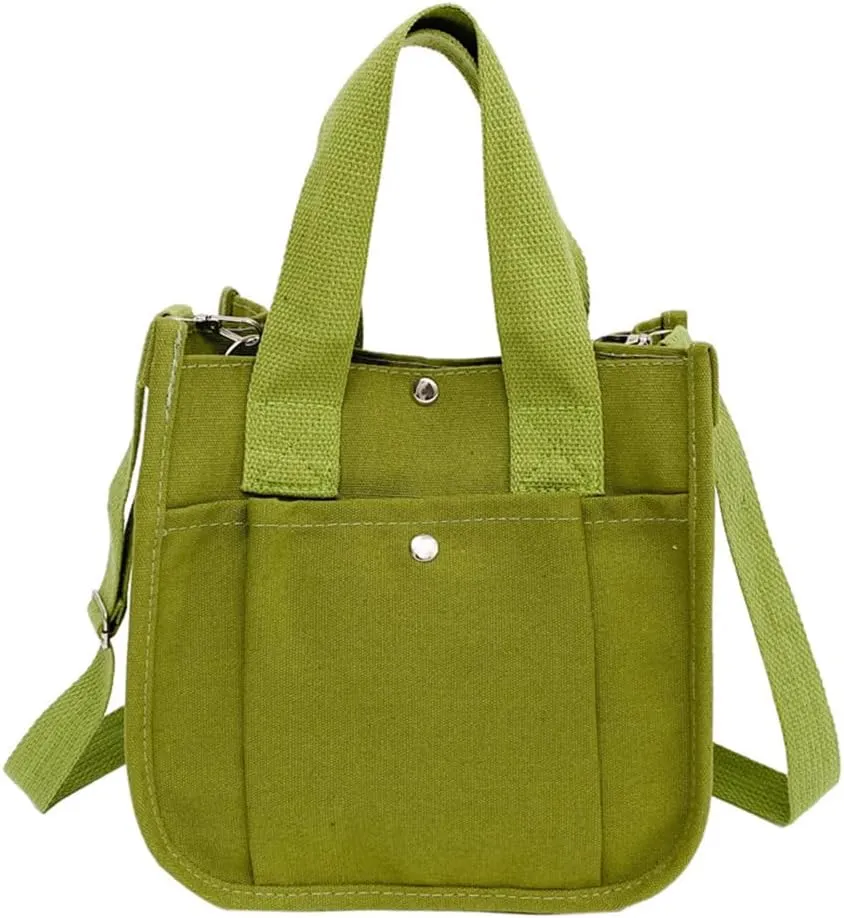 Small Canvas Tote Bag with Strap for Women Casual Satchel Handbag Hobo Crossbody Shoulder Purse for Work Travel