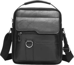 Small Crossbody Bag, Mens Shoulder Bag, Vintage leather Bag Office Business for Men, Handbag Purse Zipper