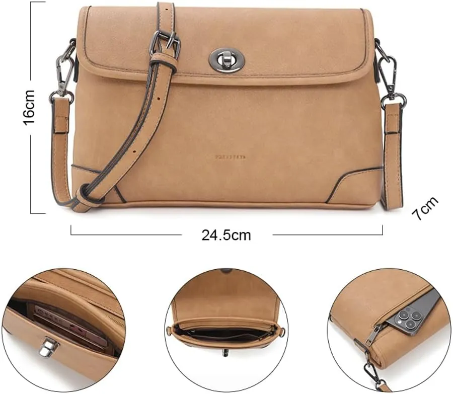 Small Crossbody Bags for Women Trendy Vegan Leather Ladies Tote Satchel Purses Turn Buckle Shoulder Handbags