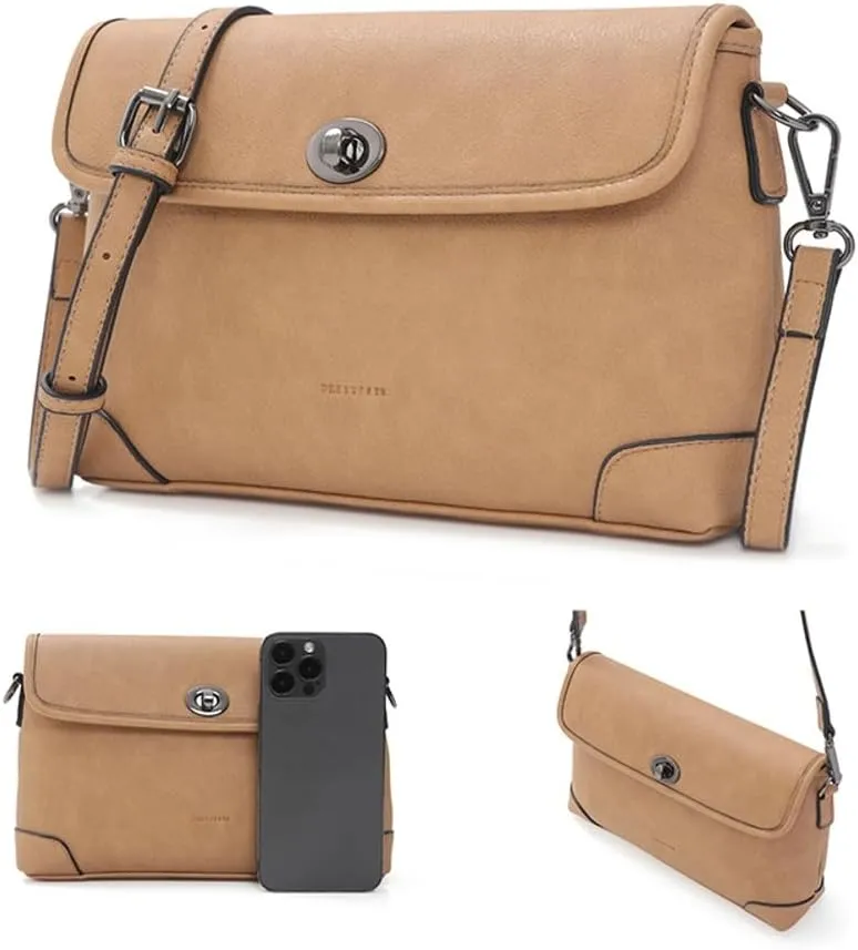 Small Crossbody Bags for Women Trendy Vegan Leather Ladies Tote Satchel Purses Turn Buckle Shoulder Handbags