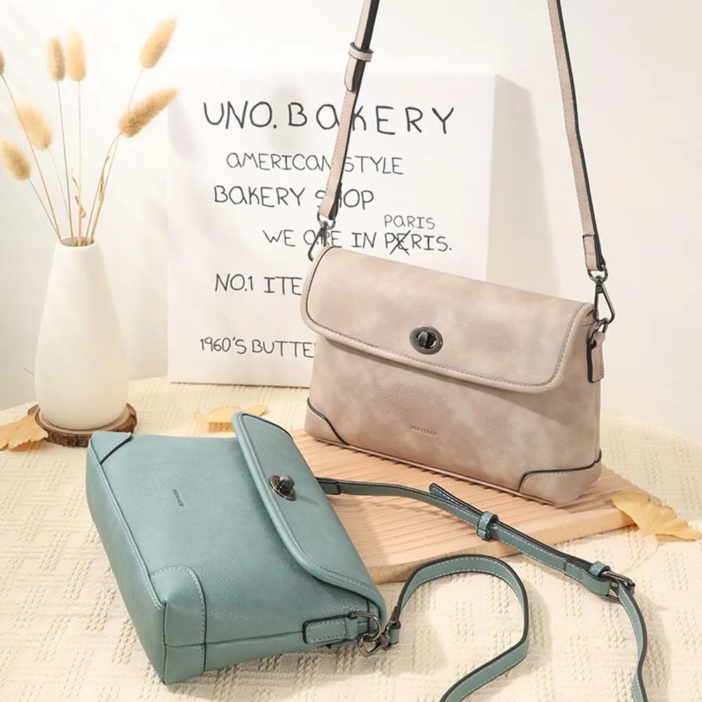 Small Crossbody Bags for Women Trendy Vegan Leather Ladies Tote Satchel Purses Turn Buckle Shoulder Handbags