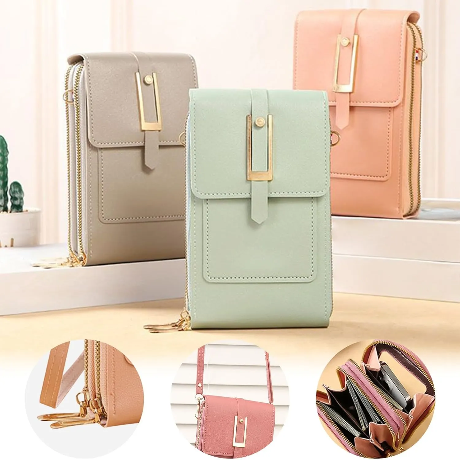 Small Crossbody Bags for Women Vegan Leather Cell Phone Shoulder Satchel Bag Wallet Purses with Adjustable Strap