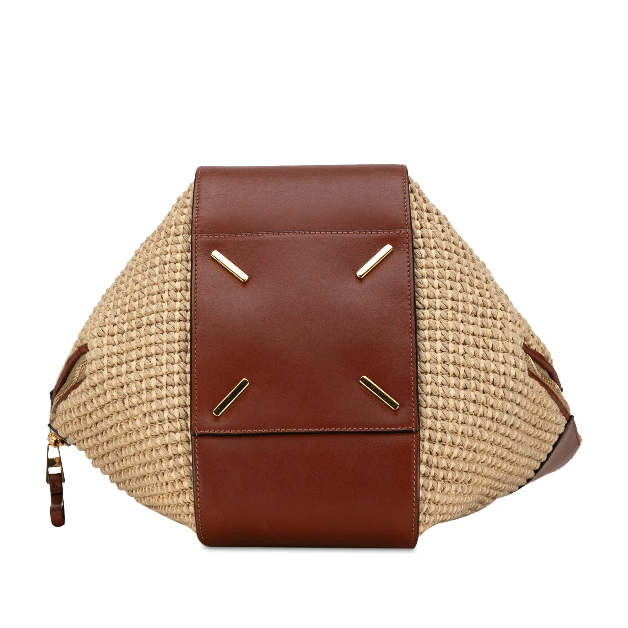 Small Leather and Raffia Hammock Bag