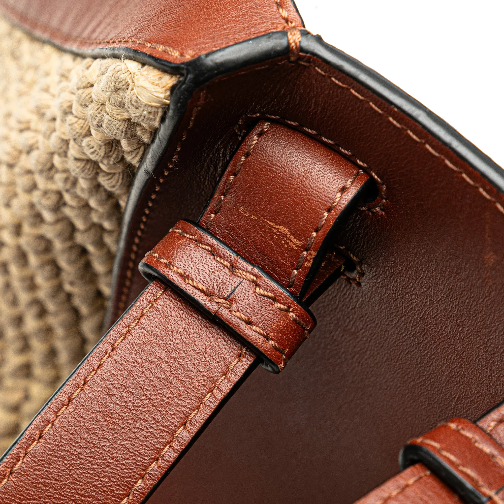 Small Leather and Raffia Hammock Bag