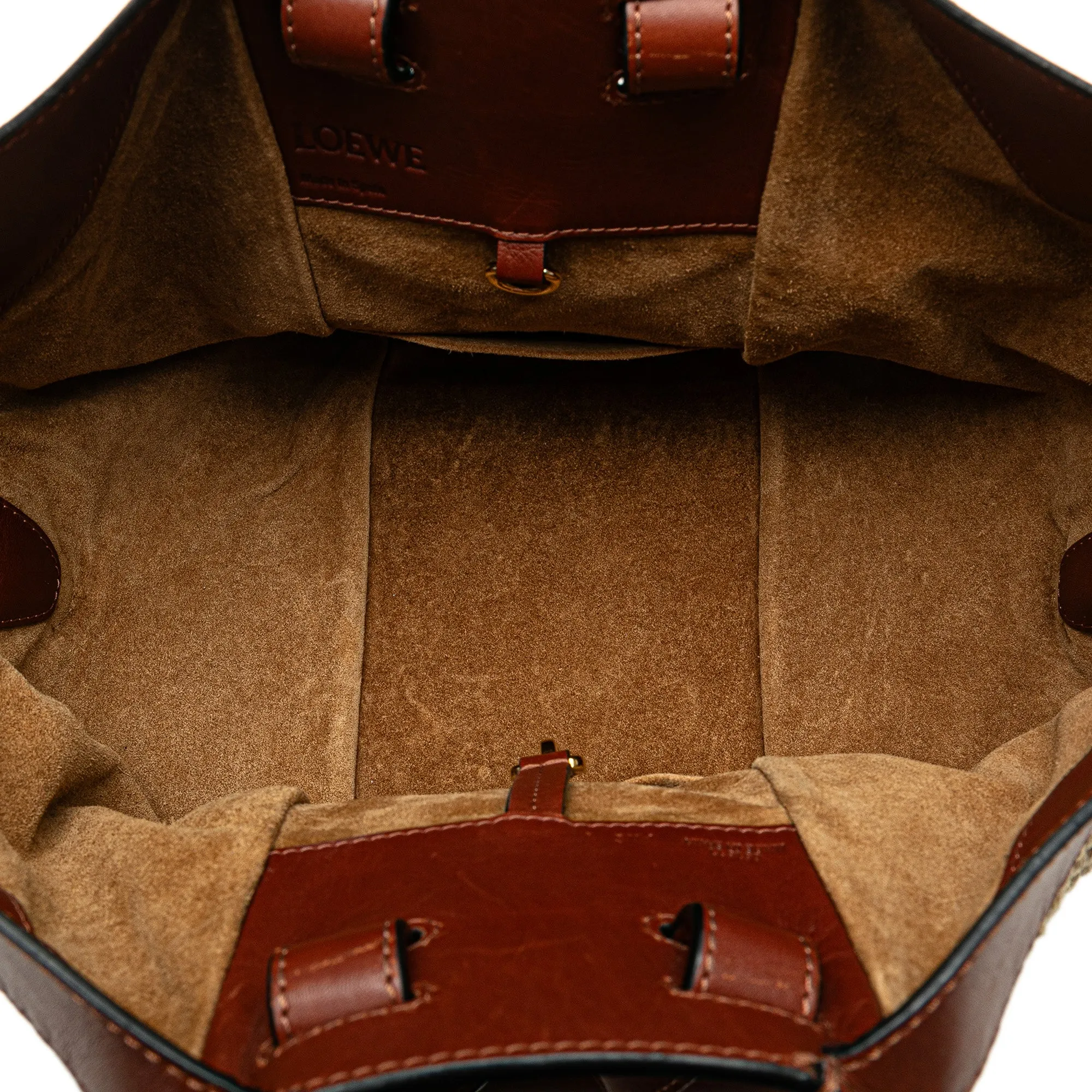 Small Leather and Raffia Hammock Bag