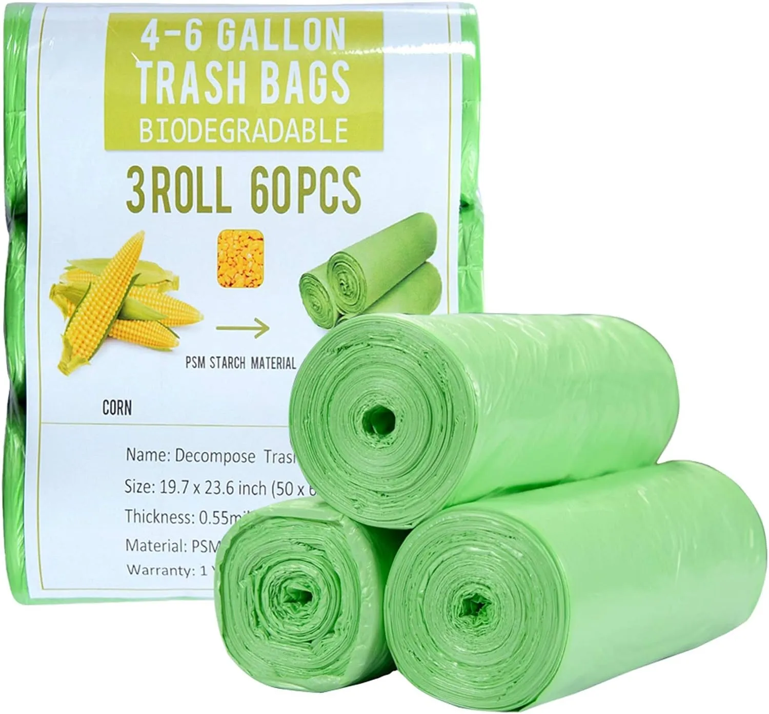 Small Trash Bags Biodegradable 4 Gallon Trash Bags Recycling Eco-Friendly Garbage Bags for Office Bathroom Diaper Kitchen Car, Strong Tear & Leak Resistant