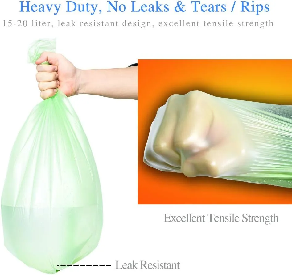 Small Trash Bags Biodegradable 4 Gallon Trash Bags Recycling Eco-Friendly Garbage Bags for Office Bathroom Diaper Kitchen Car, Strong Tear & Leak Resistant