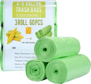 Small Trash Bags Biodegradable 4 Gallon Trash Bags Recycling Eco-Friendly Garbage Bags for Office Bathroom Diaper Kitchen Car, Strong Tear & Leak Resistant