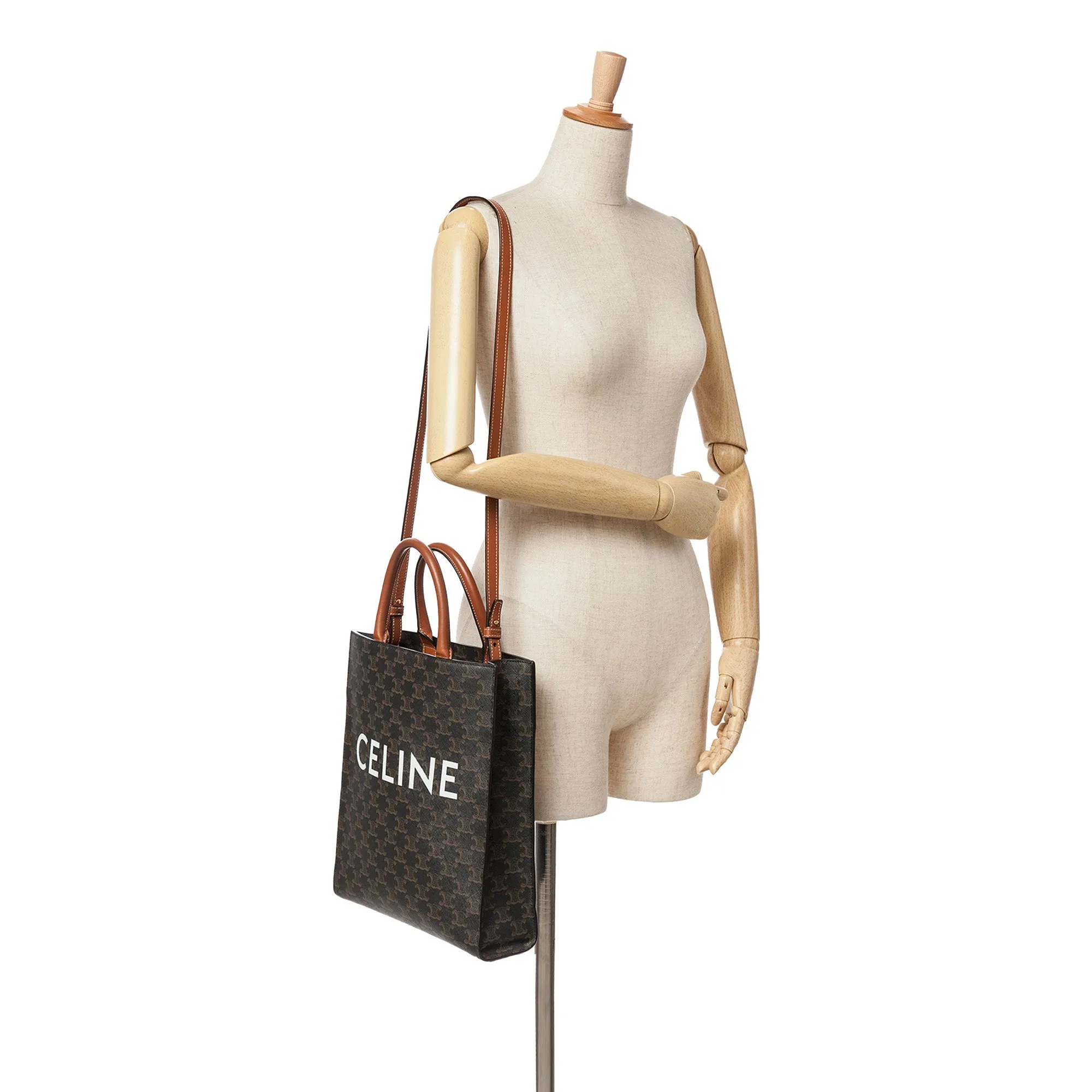 Small Triomphe Coated Canvas Vertical Cabas Satchel