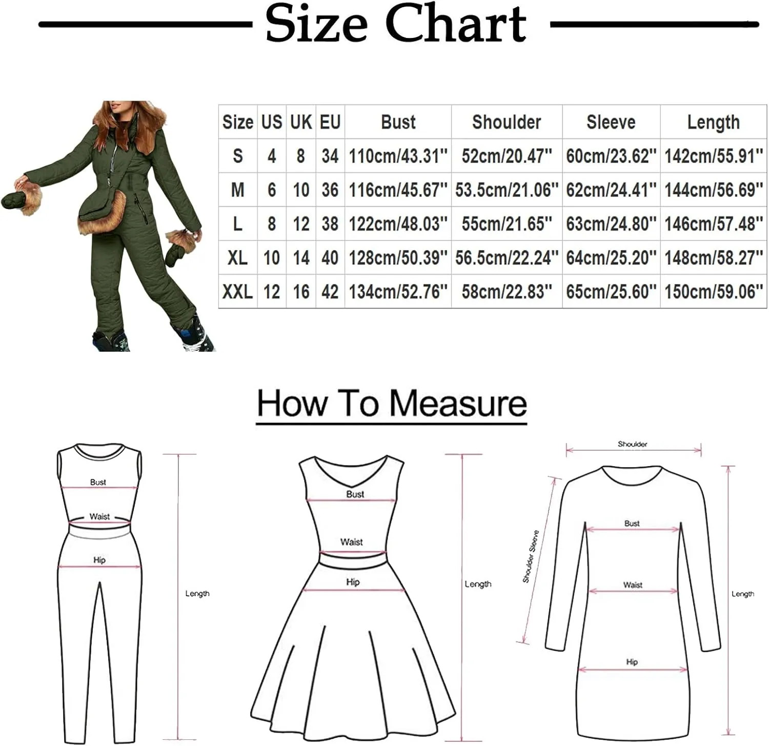 Snowsuit Women Adult with Gloves and Bags Fashion Fur Collar Coats Onesie Jumpsuits Winter Outdoor Sports Ski Suits