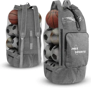 Soccer Ball Bag,Large Mesh Ball Bag Sports Equipment Net Bag With Drawstring Closure Shoulder Strap and Oversized Front Pocket Storage Basketball,Volleyball,Football Accessories