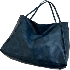 Soft Leather Large Capacity Tote Bag for Women Shoulder Bag Retro Satchel Bags for Women Leather Aesthetic
