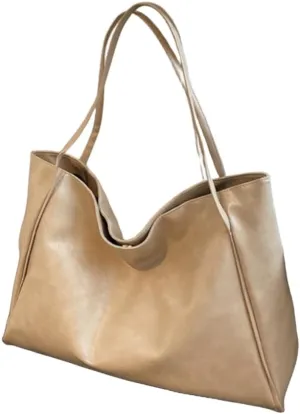 Soft Leather Large Capacity Tote Bag for Women Shoulder Bag Retro Satchel Bags for Women Leather Aesthetic
