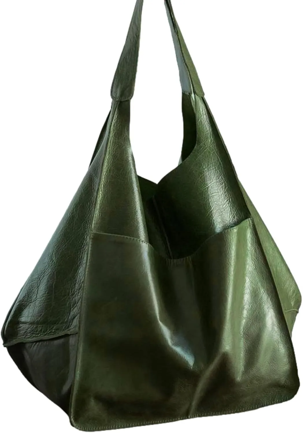 Soft Leather Tote Bag for Women Extra Large Boho Bucket Handbag Oversized Purse Shoulder Bag for Working Traveling